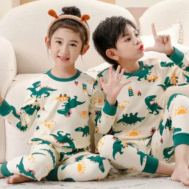 Kids Pajamas for Boys 2 3 4 5 6 7 8 9 10 11 12 14 Years Cotton Sleepwear Set Dinosaur Pyjamas Green Children Pijamas Clothing
