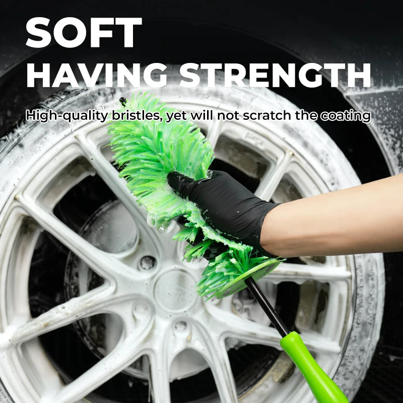 Magic Gem Car Wash Super Brush Plush Premium Wheels Brush Non-Slip Handle Easy To Cleaning Rims Spokes Wheel Barrel CarDetailing
