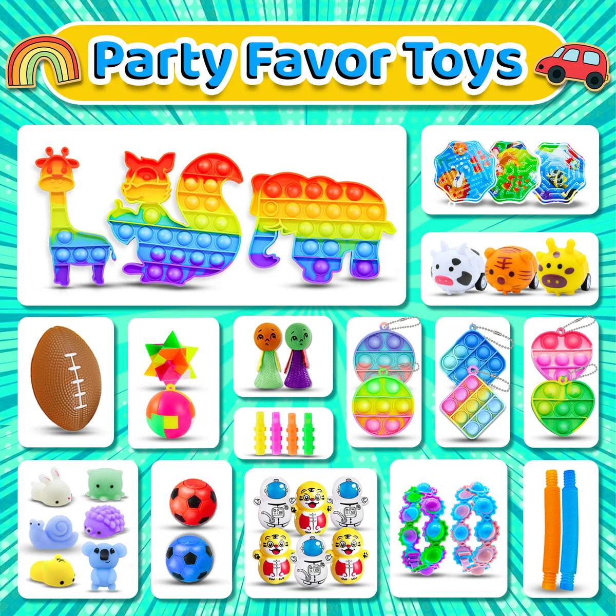 Kids Fidget Toys Party Favors Pack - Sensory Set Gifts with Stickers Goodie Bag Fillers Treasure Box Classroom Prizes for School
