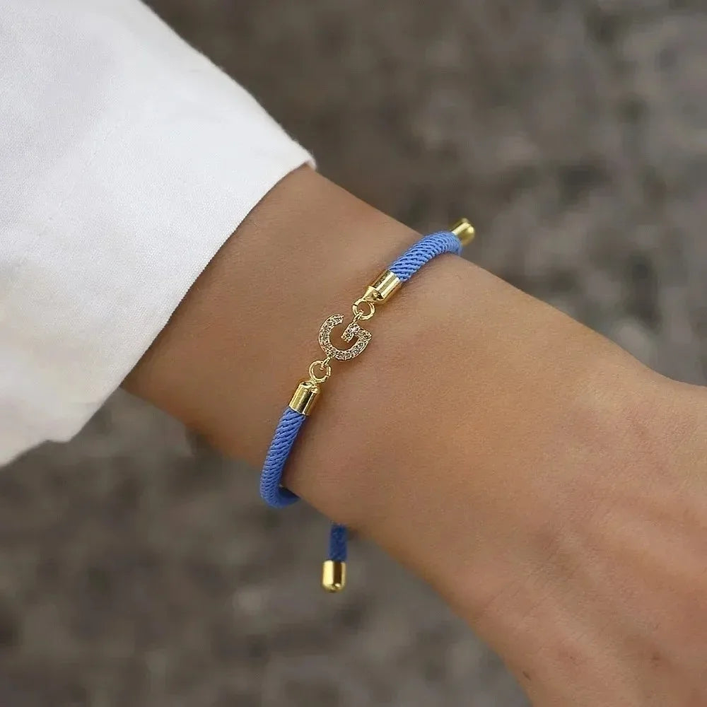 Fashion Initial Letter Charm Bracelet for Women Classic Letter A-Z Adjustable Rope Bracelet Daily Jewelry Accessories Party Gift
