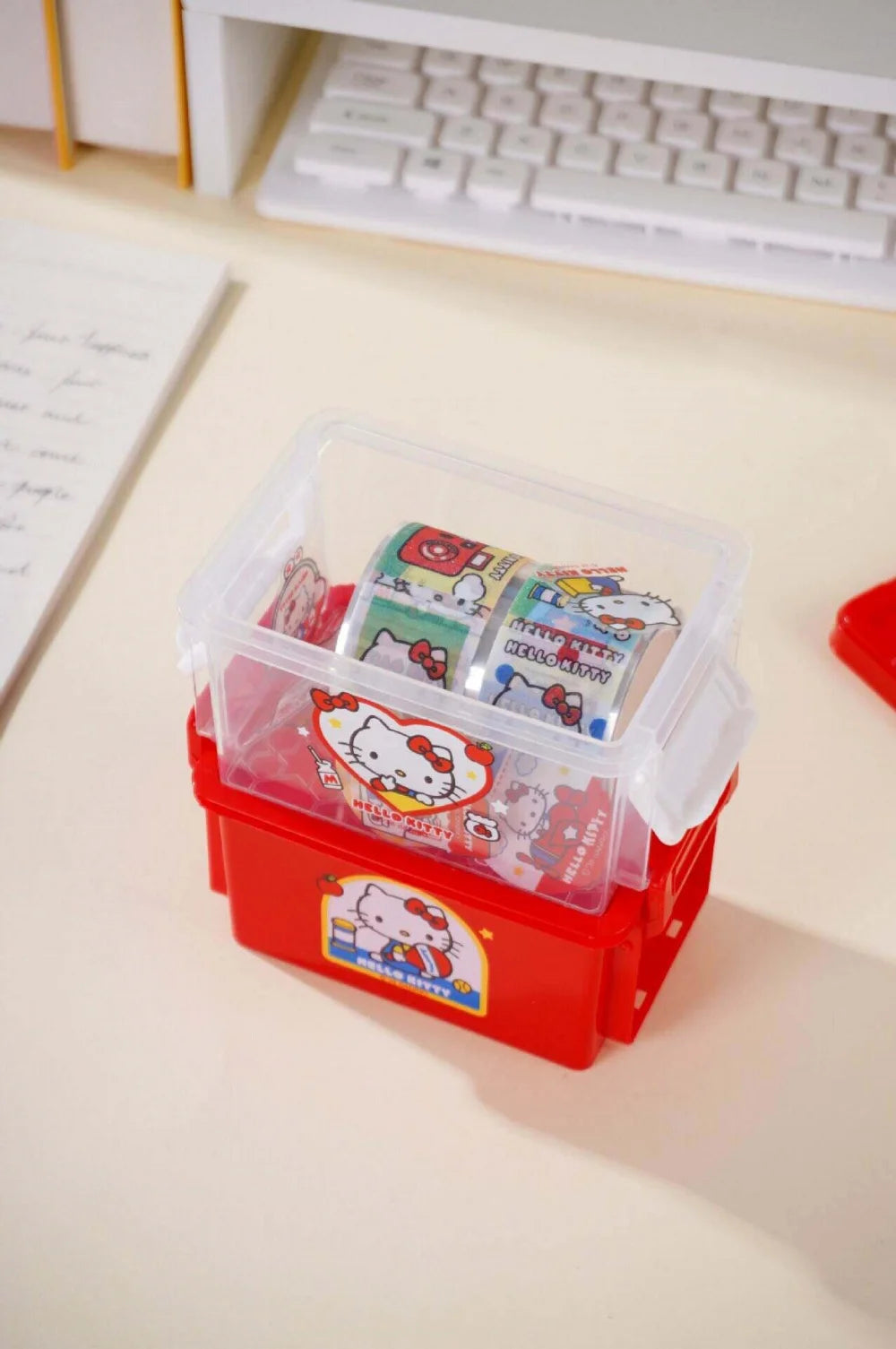 Genuine Sanrio Hello Kitty 3 Color Stackable Storage Box Cute Desk Organizer for Stationery Cosmetics Office School Gifts