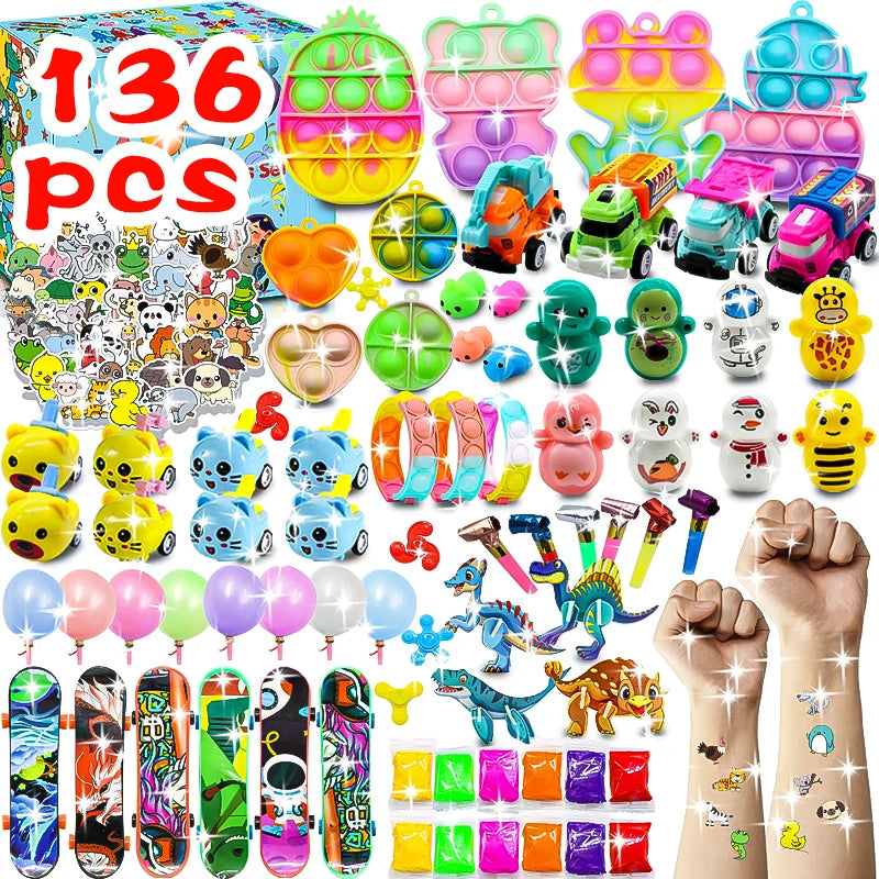 Kids Fidget Toys Party Favors Pack - Sensory Set Gifts with Stickers Goodie Bag Fillers Treasure Box Classroom Prizes for School