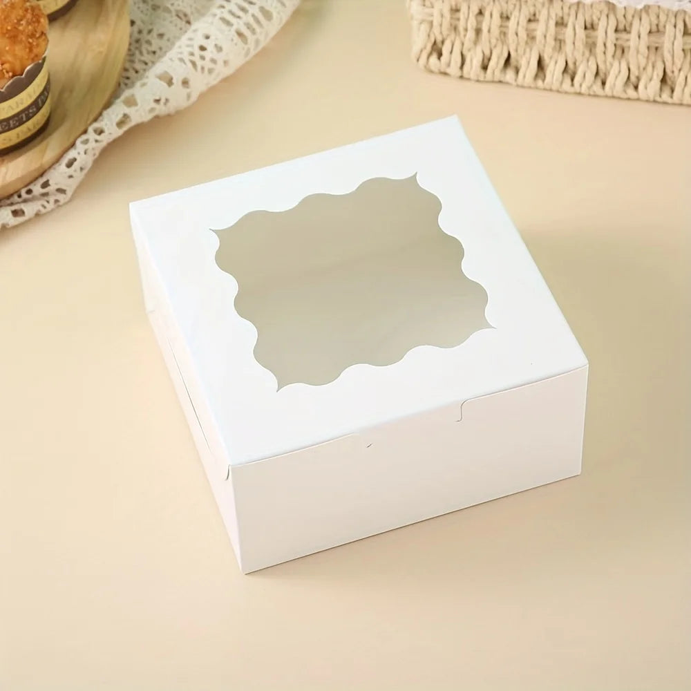 10-Pack Gift Boxes with Windows – Suitable for Cupcakes, Donuts, Treats, and Candy – Sturdy Paper Boxes for Pastries and Cookies