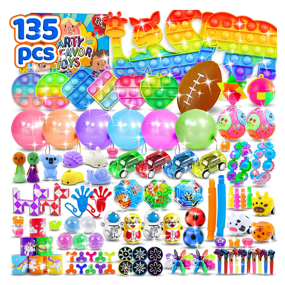 Kids Fidget Toys Party Favors Pack - Sensory Set Gifts with Stickers Goodie Bag Fillers Treasure Box Classroom Prizes for School