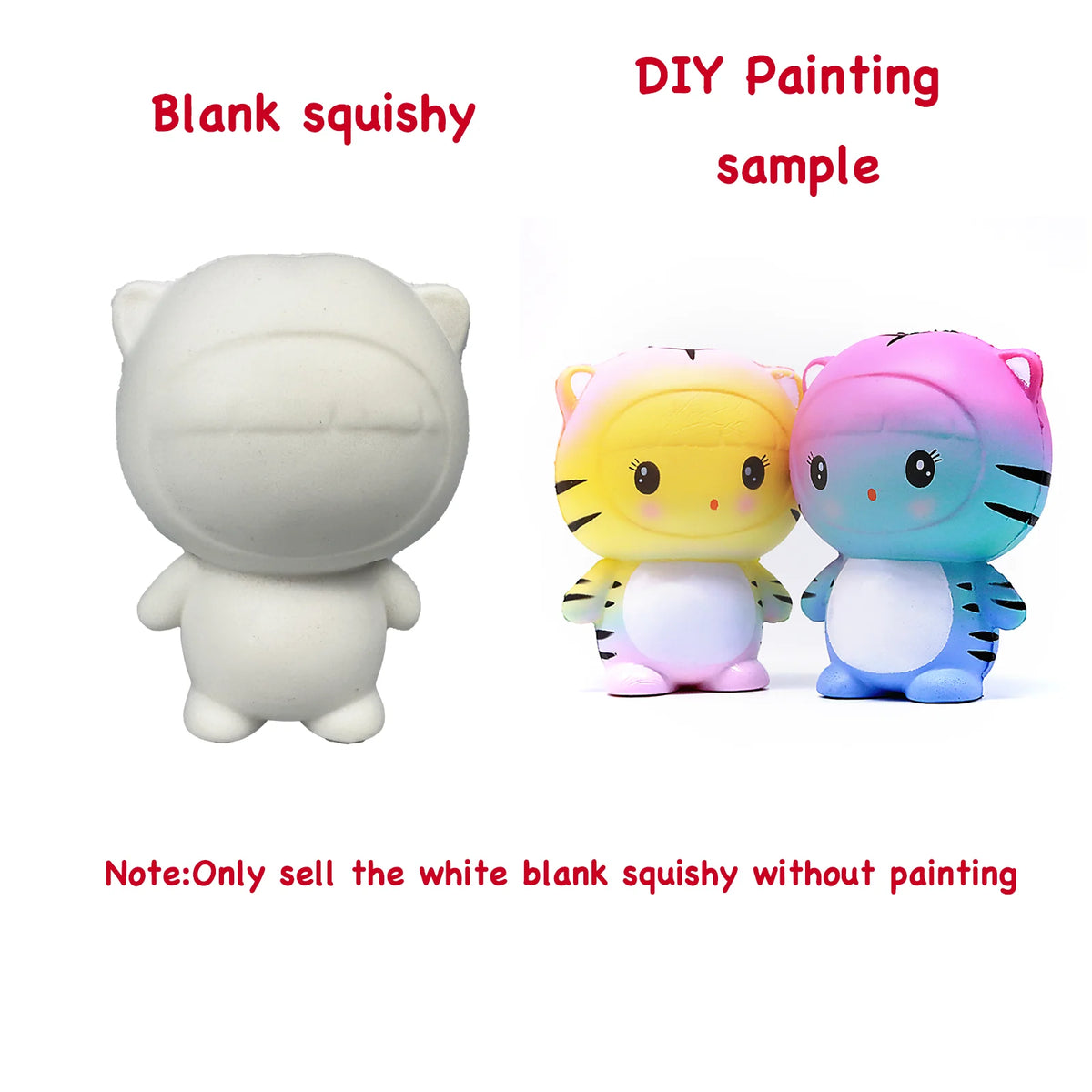 DIY Blank Squishy Toys,Slow Rise White Squishy Antistress Anxiety Anti Stress Relief Toys For Kids Children Painting ADHD Autism