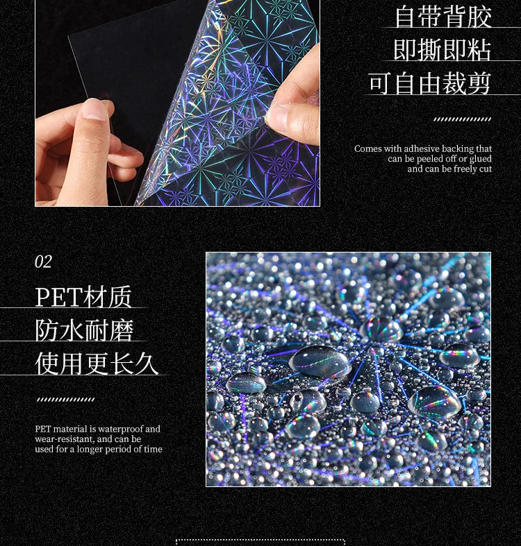 6sheets Neon Cosmos Series Ins Laser Flash Film PET Sticker DIY Scrapbooking Decorative Aesthetic Stationery Sticker