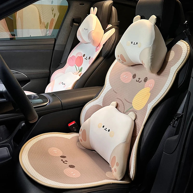 Cute Cartoon Women's Car Seat Cover Universal Auto Interior Accessories Fashion Anti Slip Breathable Girl Car Cushion Cover