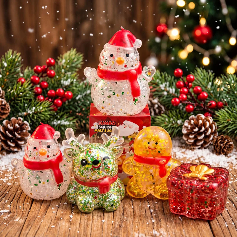 2026 Christmas Maltose Squishy Sequins Glitter Pumpkin Squeeze Balls Anti-stress Slow Rebound Pinch Toy Halloween Party Favors