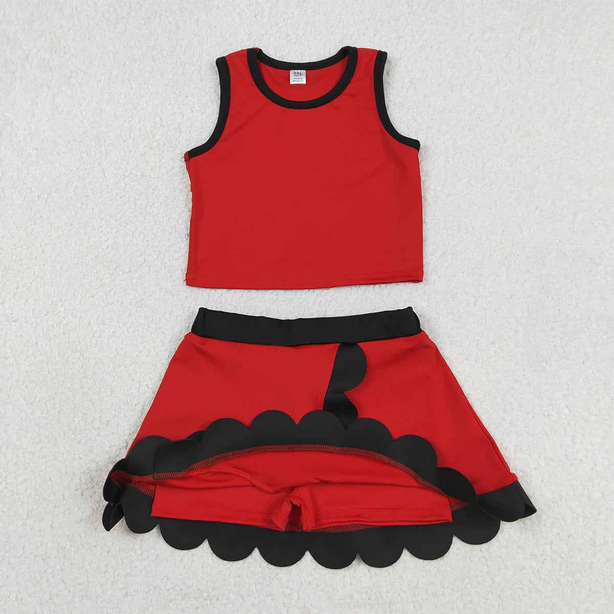 Summer Sibling Baby Girl Clothes Sets Sleeveless Vests Top Scallop Skirt Shorts Yoga Mother Kids Comfy Outfit Clothing Wholesale
