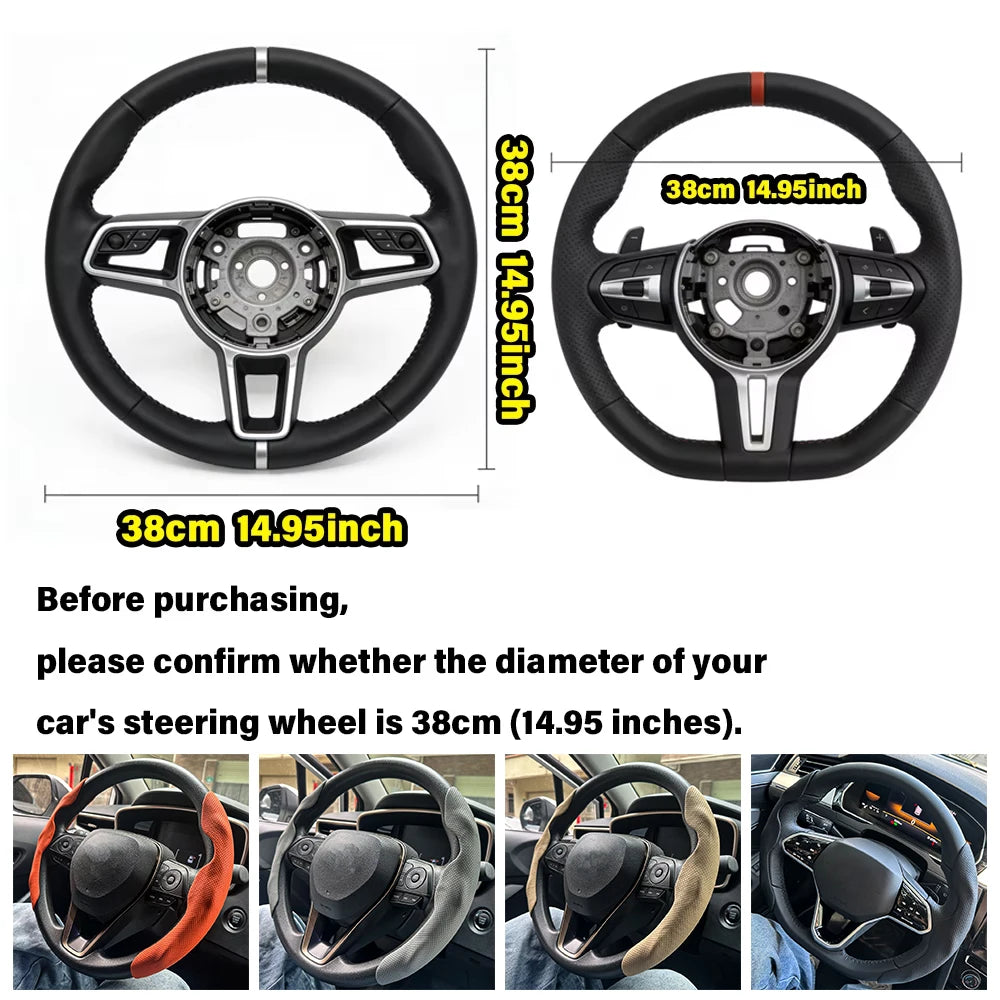 2PCS Carbon Fiber Silicone Car Steering Wheel Cover Custom Anti-skid Booster Cover Accessories 38cm Auto Deco Body Kit 2025