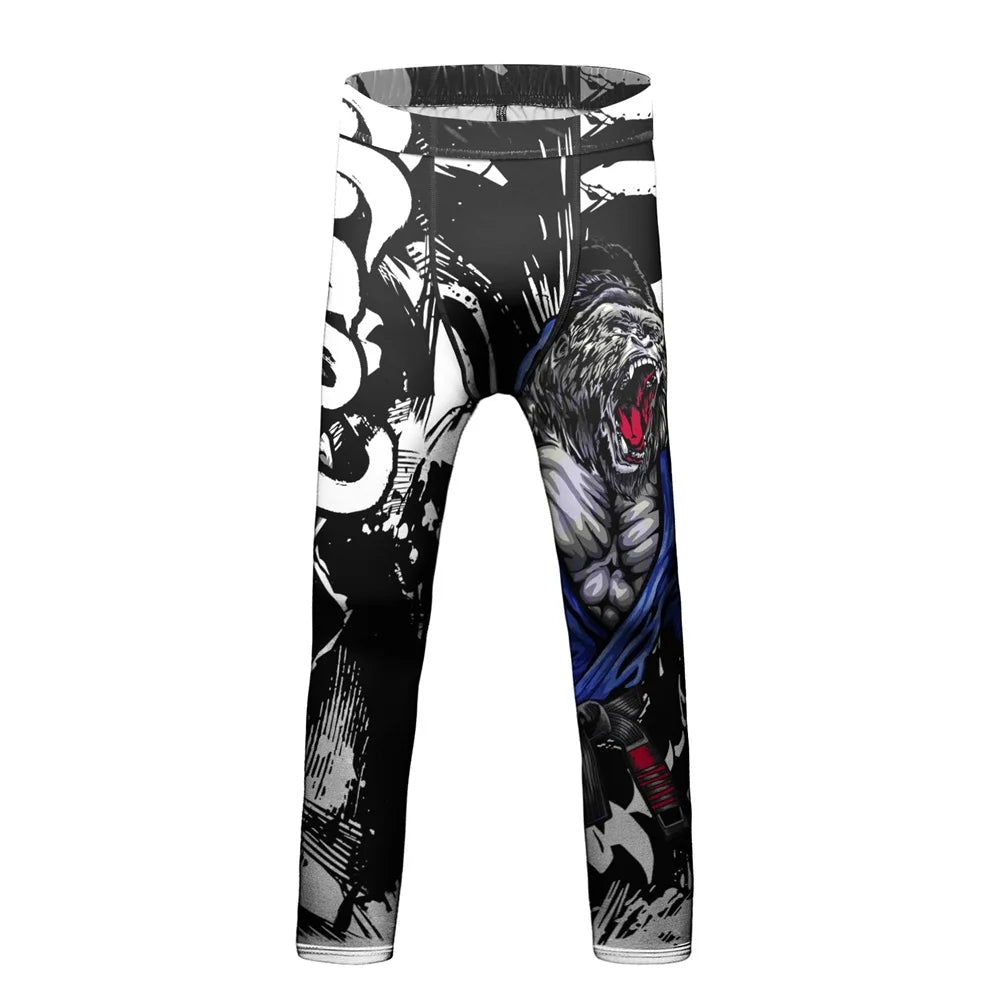 Compression Jersey MMA BJJ Fashion Boys Sets Baby Girl Clothing Set Kids Shorts Sports Bear Sweatshirt Pants 4Pcs Suits Outfits