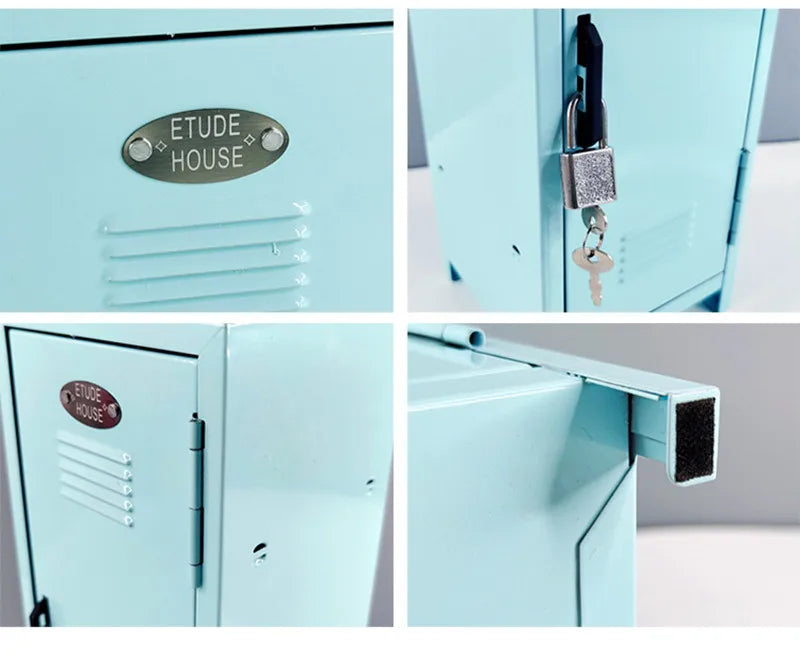 Iron Storage Box Dormitory Storage Cosmetics Paper Money Keys Bank Cards and Other Desktop Small Items Mini Locker Cabinet