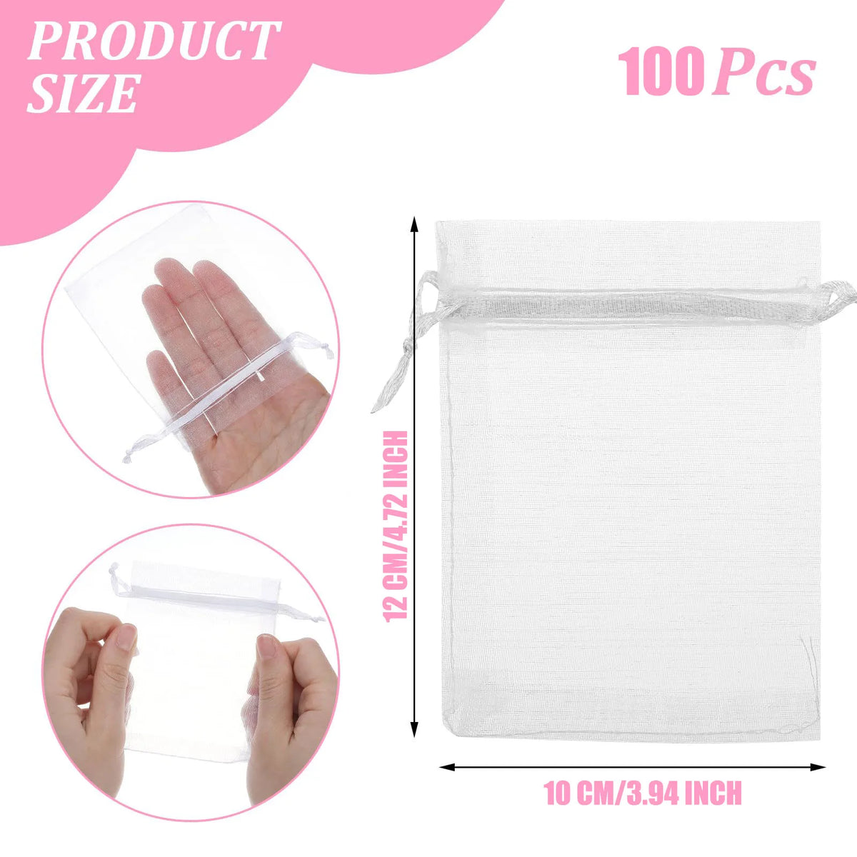 100pcs Organza Christmas Gift Bags Drawstring Jewelry Packing For Candy Jewelry Bag Packing Wedding Gift Bags Organza Bag