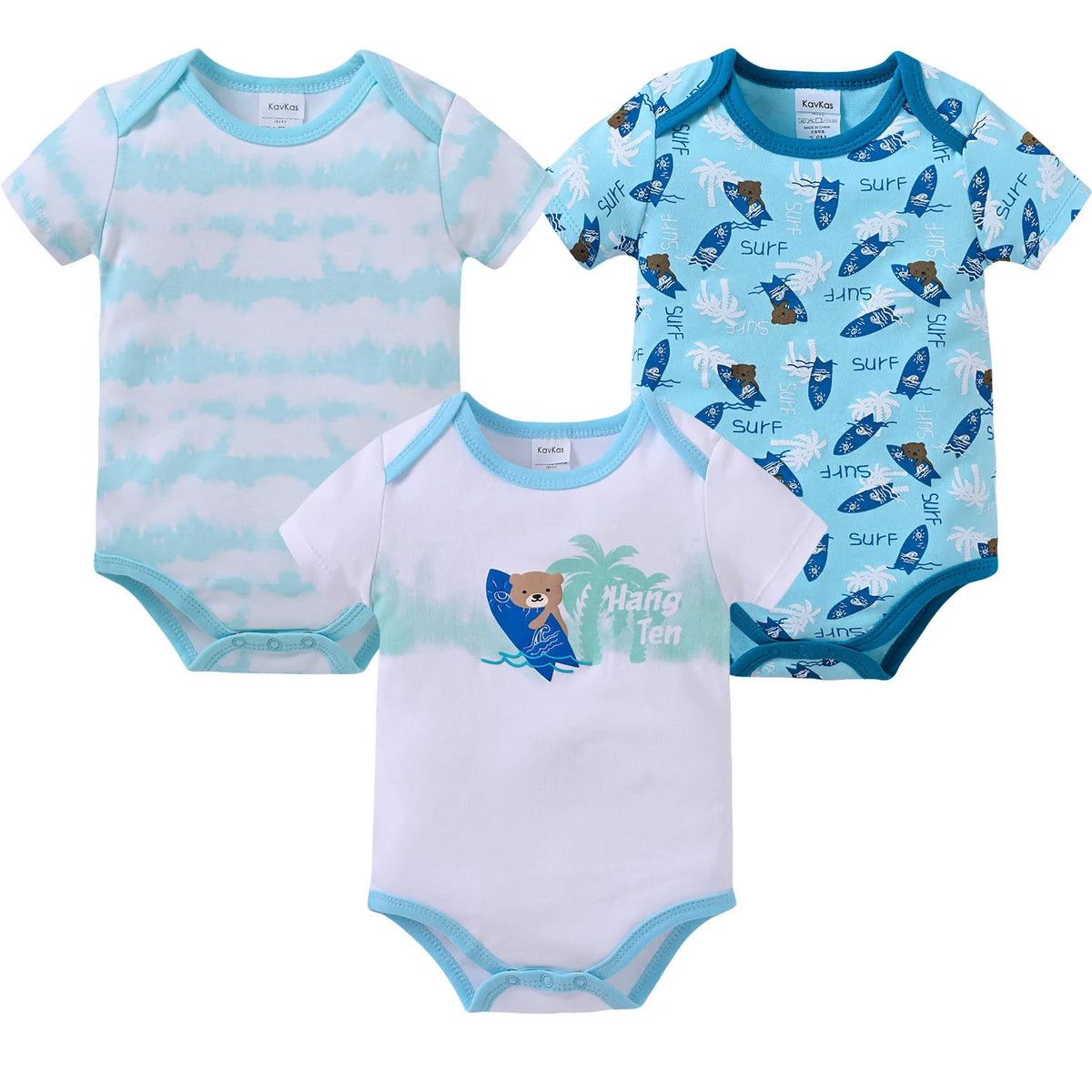 Kavkas 3 Pcs/lot Baby Boy Bodysuit 100% Cotton Short Sleeve Newborn Girls Clothes Summer Infant Clothing